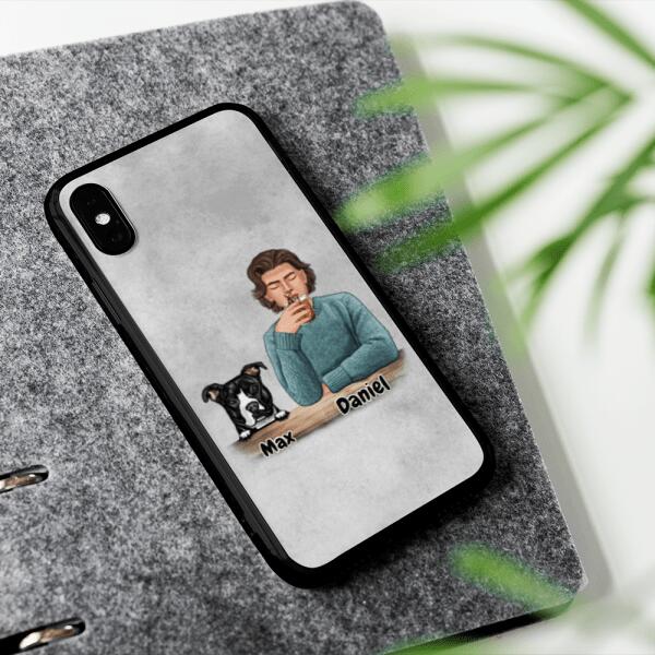 Man with Pets Dog(s) / Cat(s) - Up to 2 Pets | Customizable Samsung Case