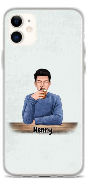 Man with Pets Dog(s) / Cat(s) - Up to 2 Pets | Customizable iPhone/Eco iPhone Case