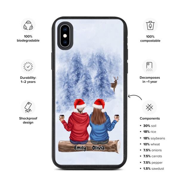 Best Friends Christmas Up to 3 Girls | Customizable iPhone/Eco iPhone Case