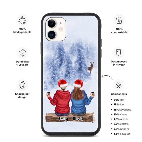 Best Friends Christmas Up to 3 Girls | Customizable iPhone/Eco iPhone Case