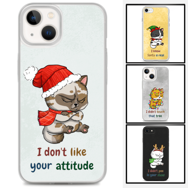Funny Christmas Cat - Customizable iPhone/Eco iPhone Case design