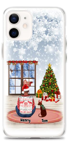 Christmas Man and Dog(s) / Cat(s) - Up to 2 pets | Customizable iPhone/Eco iPhone Case