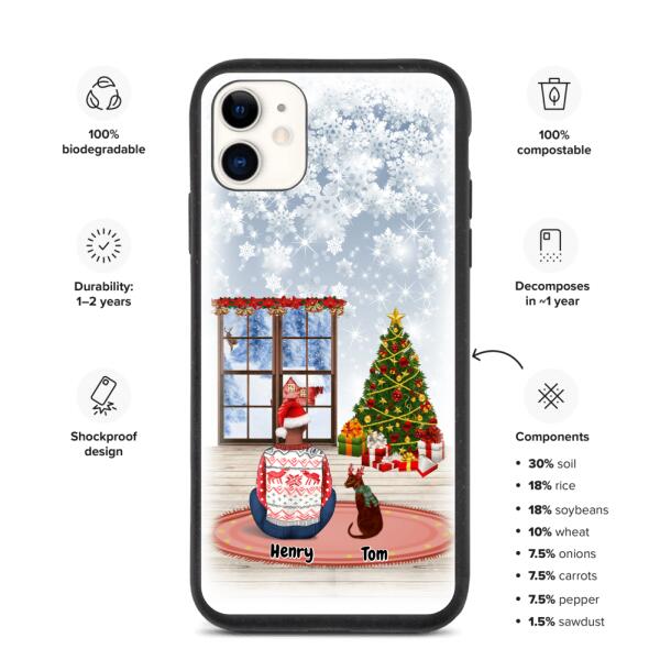 Christmas Man and Dog(s) / Cat(s) - Up to 2 pets | Customizable iPhone/Eco iPhone Case