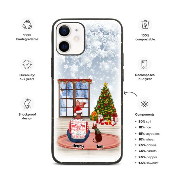 Christmas Man and Dog(s) / Cat(s) - Up to 2 pets | Customizable iPhone/Eco iPhone Case