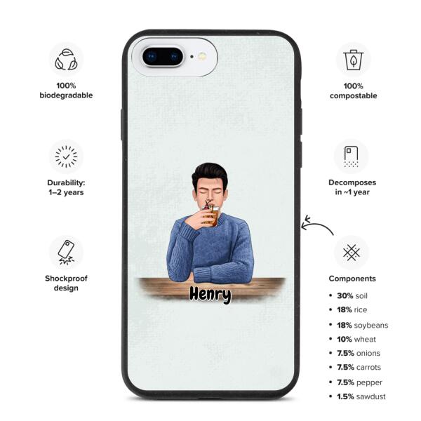 Man with Pets Dog(s) / Cat(s) - Up to 2 Pets | Customizable iPhone/Eco iPhone Case
