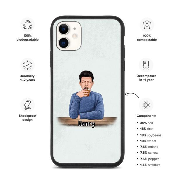 Man with Pets Dog(s) / Cat(s) - Up to 2 Pets | Customizable iPhone/Eco iPhone Case
