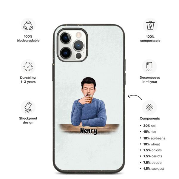 Man with Pets Dog(s) / Cat(s) - Up to 2 Pets | Customizable iPhone/Eco iPhone Case