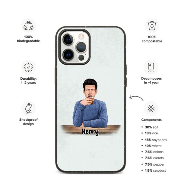 Man with Pets Dog(s) / Cat(s) - Up to 2 Pets | Customizable iPhone/Eco iPhone Case