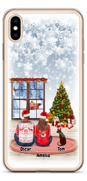 Christmas Couple and Dog(s) / Cat(s) -  Customizable iPhone/Eco iPhone Case