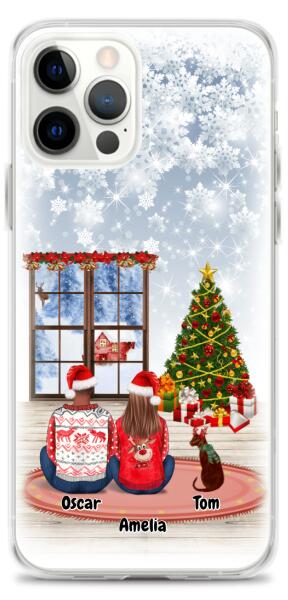 Christmas Couple and Dog(s) / Cat(s) -  Customizable iPhone/Eco iPhone Case