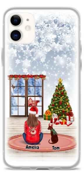 Christmas Lady and Dog(s) / Cat(s) - Up to 2 pets | Customizable iPhone/Eco iPhone Case