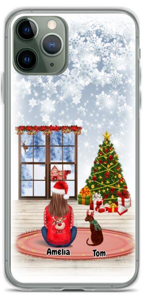 Christmas Lady and Dog(s) / Cat(s) - Up to 2 pets | Customizable iPhone/Eco iPhone Case