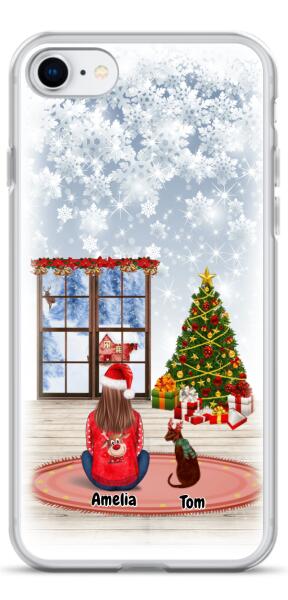 Christmas Lady and Dog(s) / Cat(s) - Up to 2 pets | Customizable iPhone/Eco iPhone Case