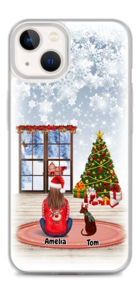 Christmas Lady and Dog(s) / Cat(s) - Up to 2 pets | Customizable iPhone/Eco iPhone Case