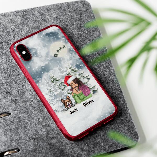 Christmas Lady with Pets Cats/Dogs - Up to 2 Pets | Customizable iPhone/Eco iPhone Case