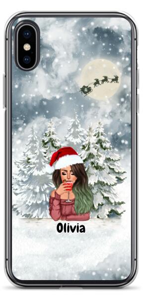 Christmas Lady with Pets Cats/Dogs - Up to 2 Pets | Customizable iPhone/Eco iPhone Case