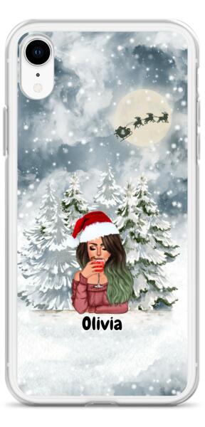 Christmas Lady with Pets Cats/Dogs - Up to 2 Pets | Customizable iPhone/Eco iPhone Case