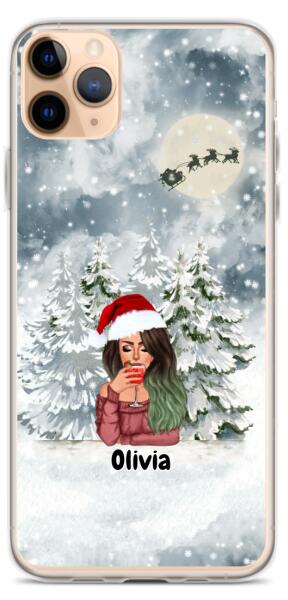 Christmas Lady with Pets Cats/Dogs - Up to 2 Pets | Customizable iPhone/Eco iPhone Case