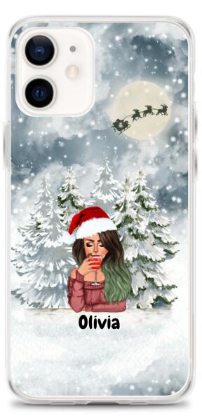 Christmas Lady with Pets Cats/Dogs - Up to 2 Pets | Customizable iPhone/Eco iPhone Case