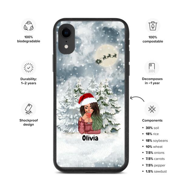 Christmas Lady with Pets Cats/Dogs - Up to 2 Pets | Customizable iPhone/Eco iPhone Case