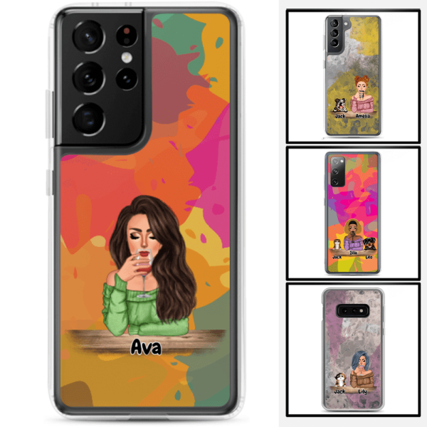 Lady with Pets Cats/Dogs - Up to 2 Pets | Customizable Samsung Case