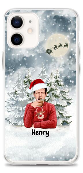 Christmas Man with Pets Dog(s) / Cat(s) - Up to 2 Pets | Customizable iPhone/Eco iPhone Case
