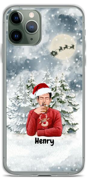 Christmas Man with Pets Dog(s) / Cat(s) - Up to 2 Pets | Customizable iPhone/Eco iPhone Case