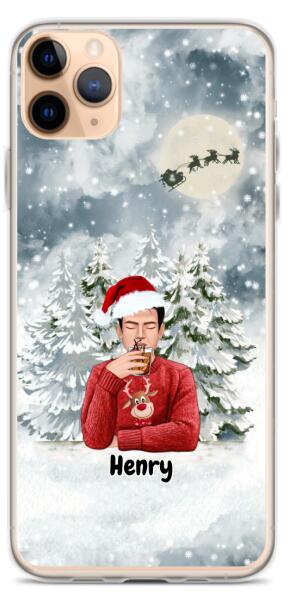Christmas Man with Pets Dog(s) / Cat(s) - Up to 2 Pets | Customizable iPhone/Eco iPhone Case