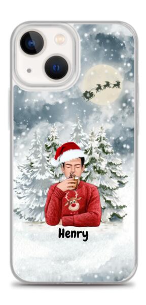 Christmas Man with Pets Dog(s) / Cat(s) - Up to 2 Pets | Customizable iPhone/Eco iPhone Case