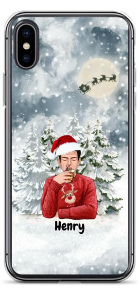 Christmas Man with Pets Dog(s) / Cat(s) - Up to 2 Pets | Customizable iPhone/Eco iPhone Case