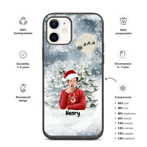 Christmas Man with Pets Dog(s) / Cat(s) - Up to 2 Pets | Customizable iPhone/Eco iPhone Case