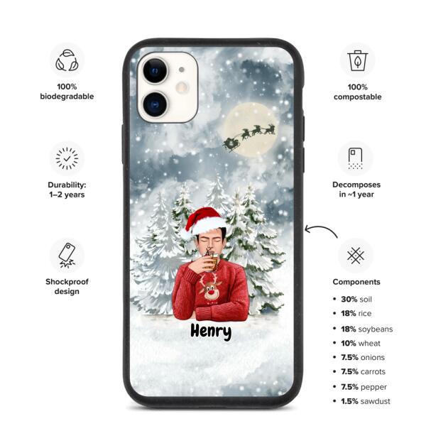 Christmas Man with Pets Dog(s) / Cat(s) - Up to 2 Pets | Customizable iPhone/Eco iPhone Case