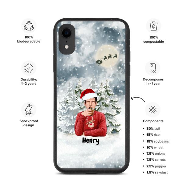 Christmas Man with Pets Dog(s) / Cat(s) - Up to 2 Pets | Customizable iPhone/Eco iPhone Case