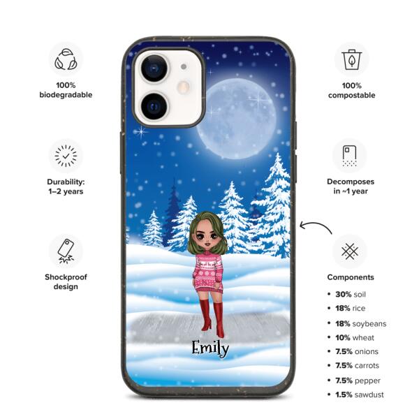 Christmas Besties Chibi - Up to 4 girls | Customizable iPhone/Eco iPhone Case