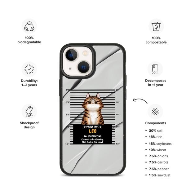 Arrested Cat - Up to 3 Cats | Customizable iPhone/Eco iPhone Case