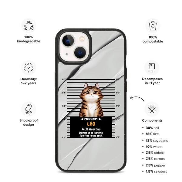 Arrested Cat - Up to 3 Cats | Customizable iPhone/Eco iPhone Case