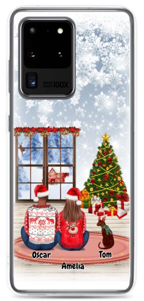 Christmas Couple and Dog(s) / Cat(s) - Customizable Samsung Case