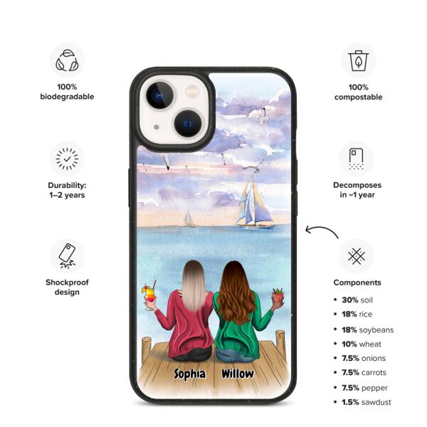 Best Friends at the Beach | Customizable iPhone/Eco iPhone Case