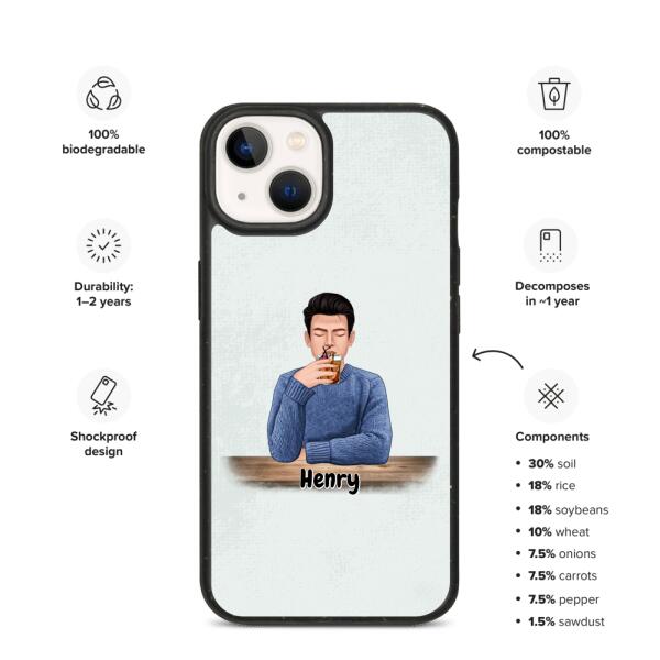 Man with Pets Dog(s) / Cat(s) - Up to 2 Pets | Customizable iPhone/Eco iPhone Case