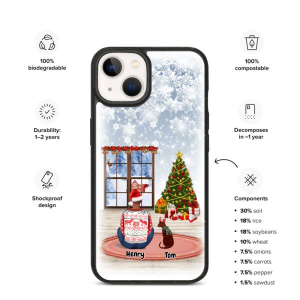 Christmas Man and Dog(s) / Cat(s) - Up to 2 pets | Customizable iPhone/Eco iPhone Case