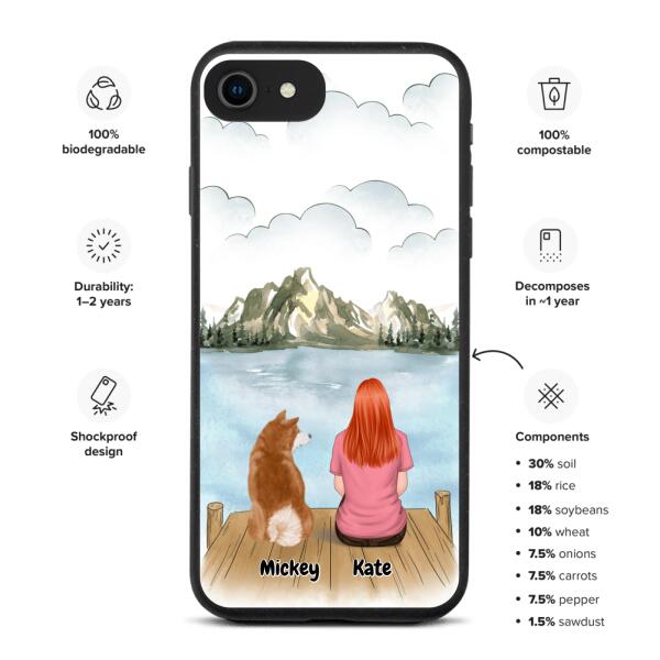 Lady and Dog / Cat | Customizable iPhone/Eco iPhone Case