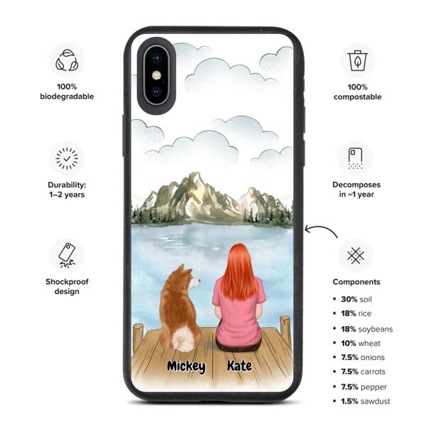 Lady and Dog / Cat | Customizable iPhone/Eco iPhone Case