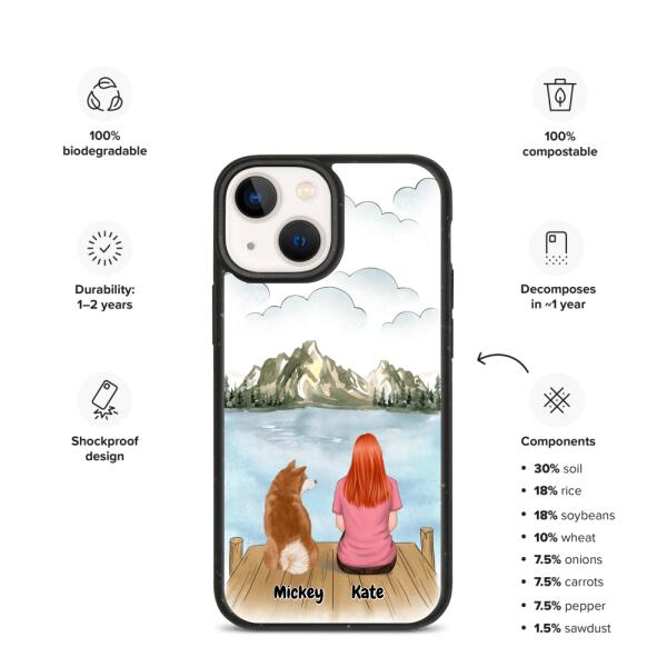 Lady and Dog / Cat | Customizable iPhone/Eco iPhone Case