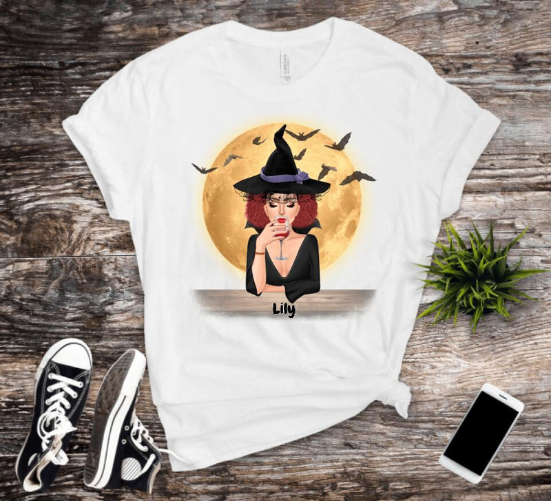 Halloween Witch with Pets Cats/Dogs - Up to 4 Pets | Customizable T-Shirt
